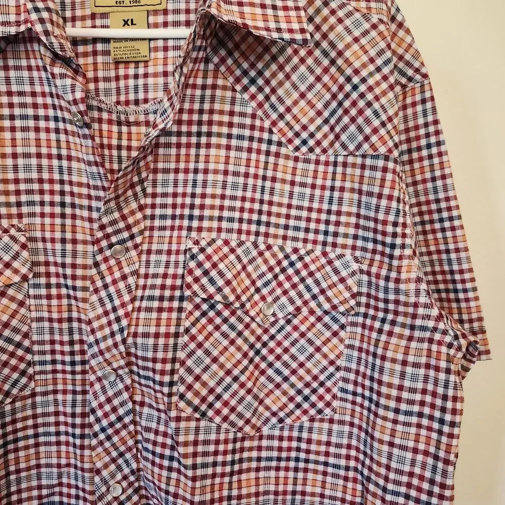 NWOT Mens Northwest Wood Pearl Snap Western Shirt Sz XL Short Sleeve Plaid